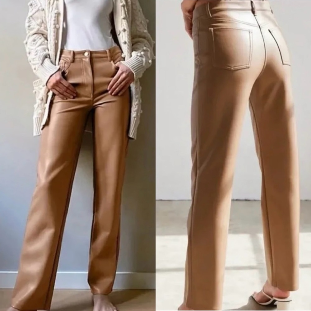 Aritzia Wilfred faux leather straight leg pants